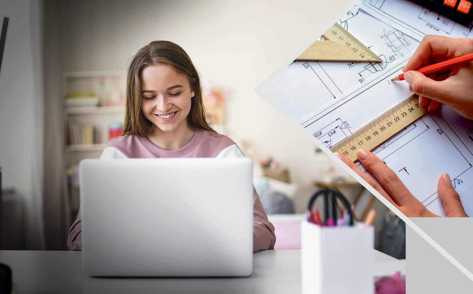 Student on her laptop
