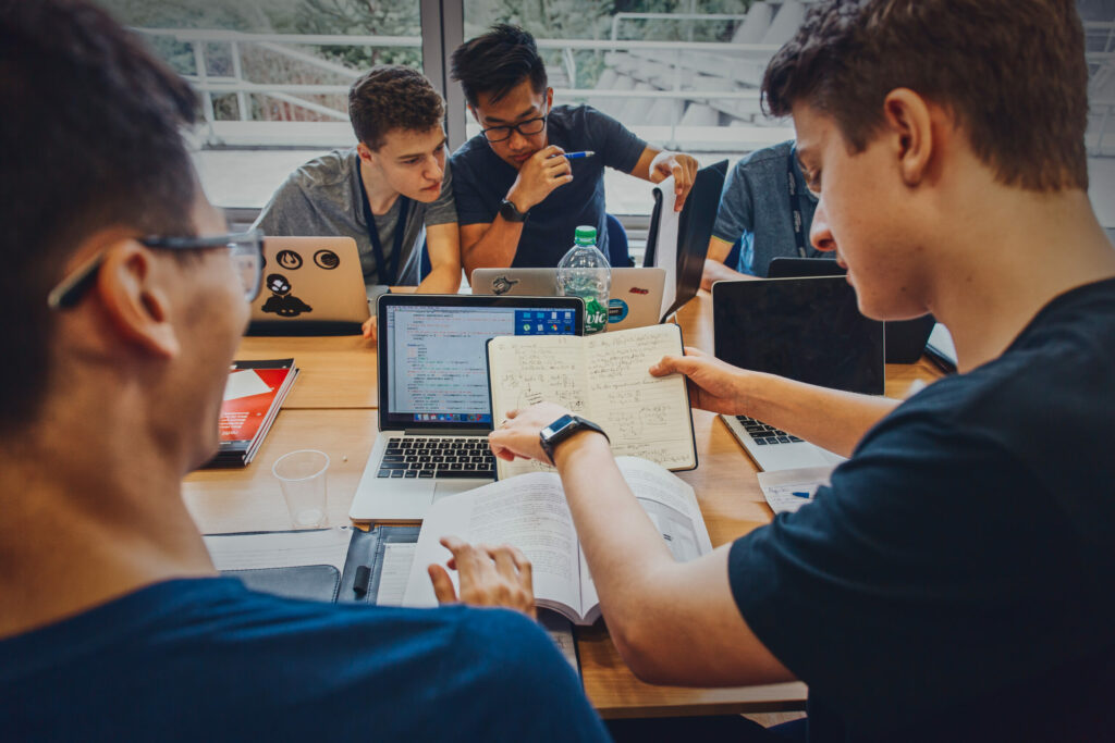 students working in a group