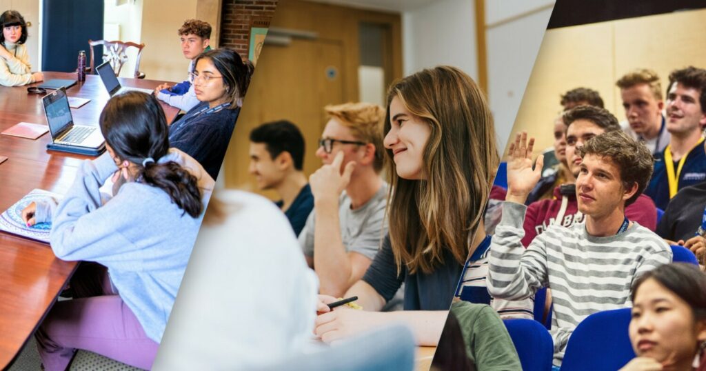 Three photos that shows enthusiasm on studying