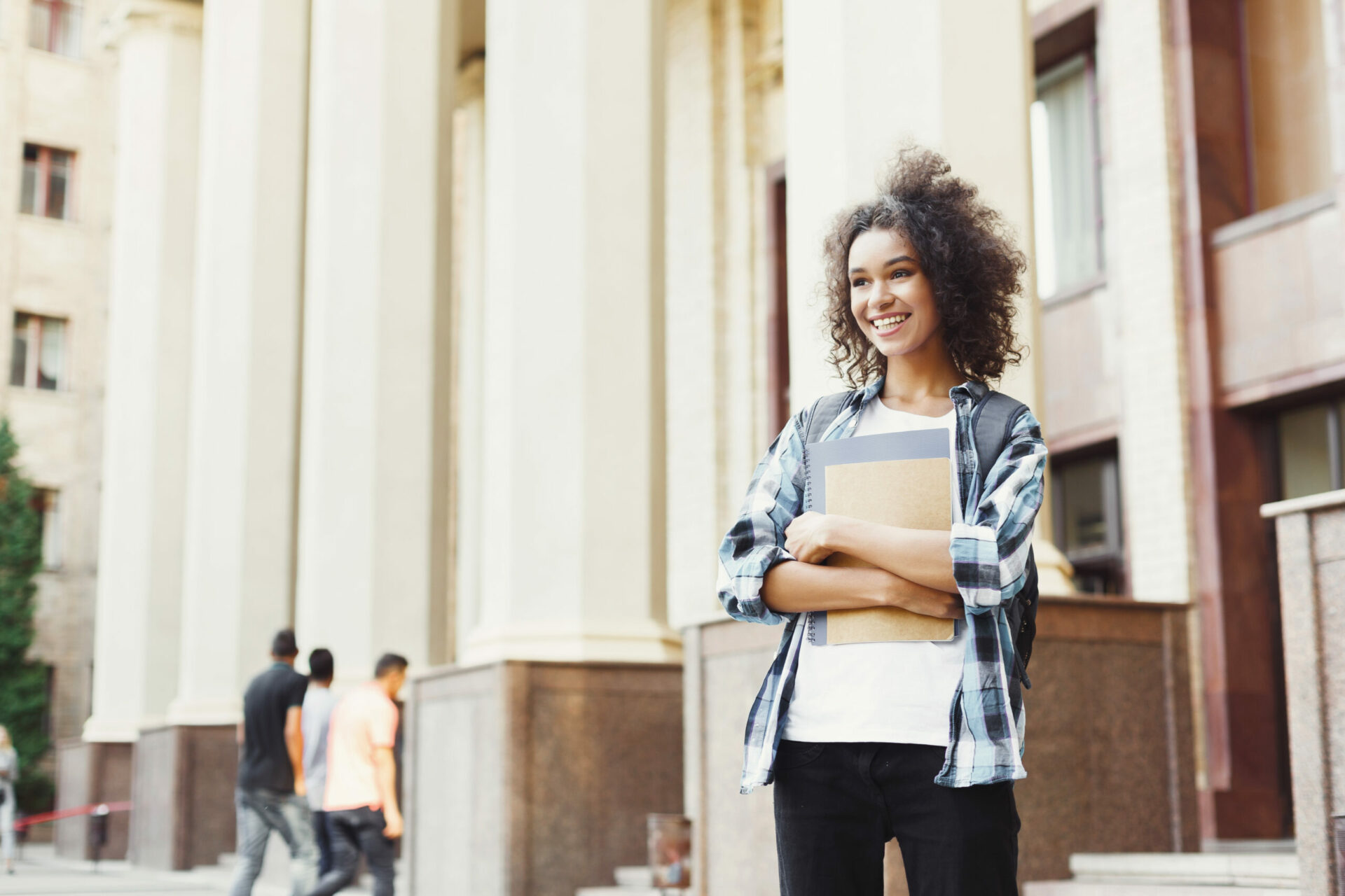 female student outside university