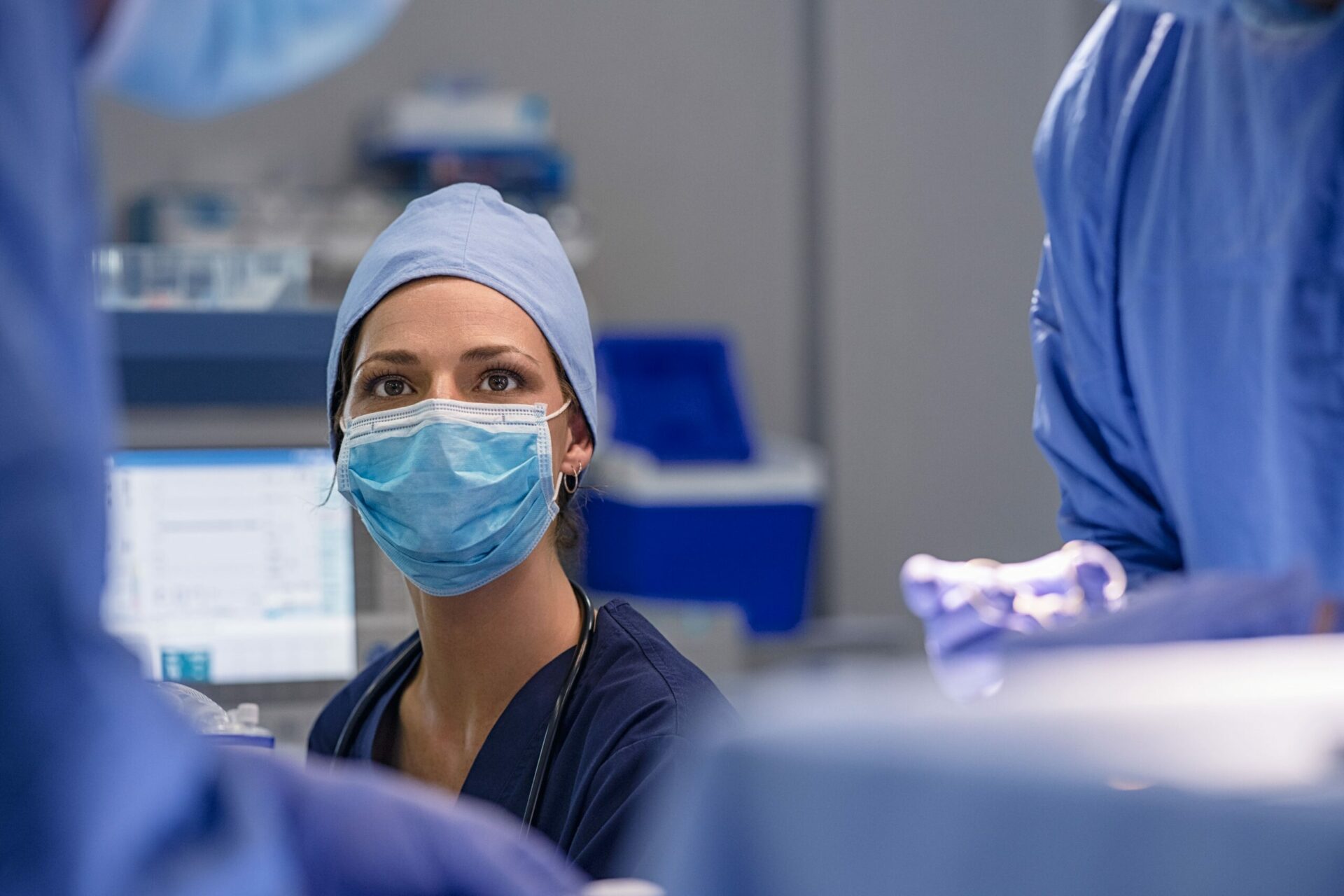 Anaesthetist in operating room