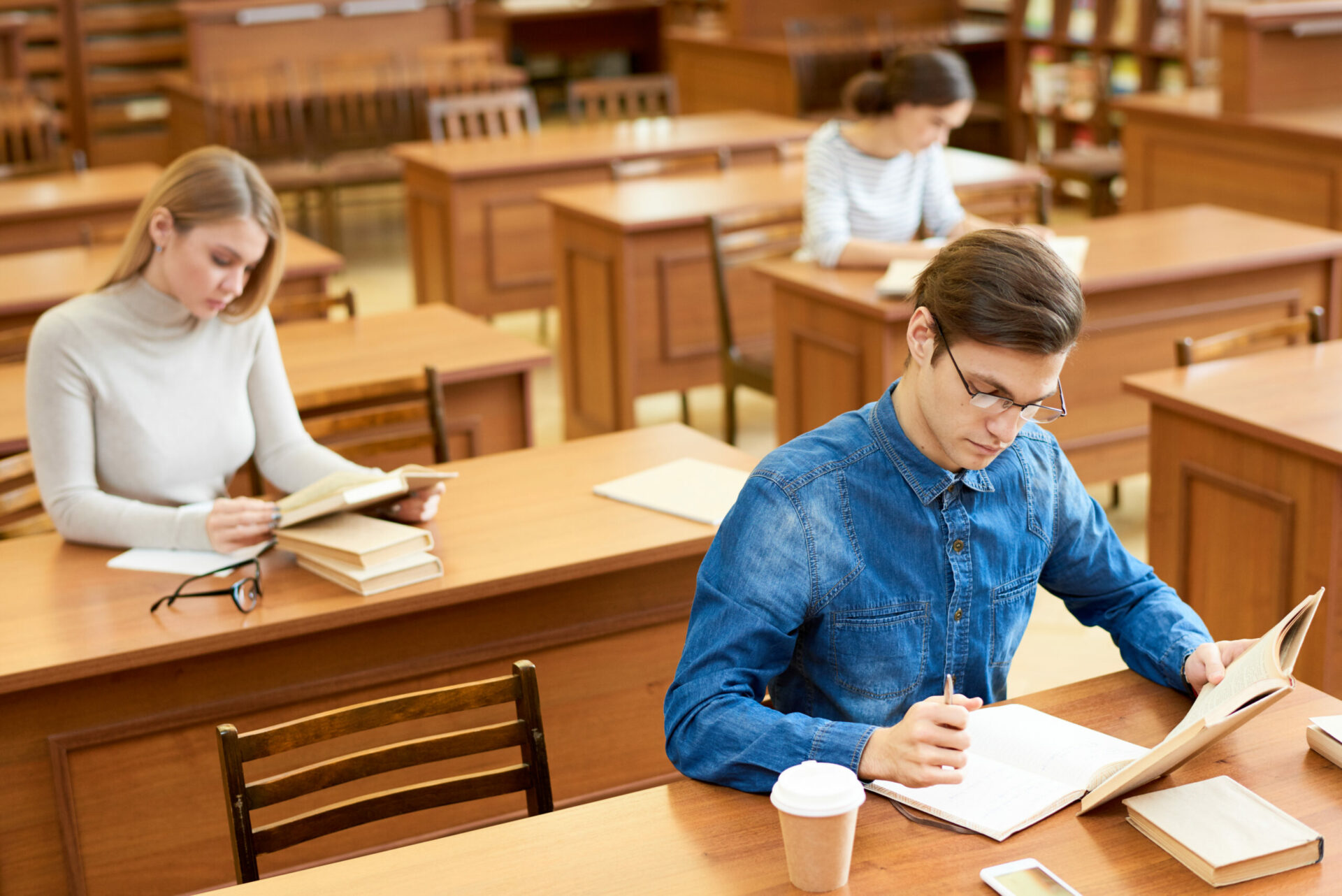 two students in library