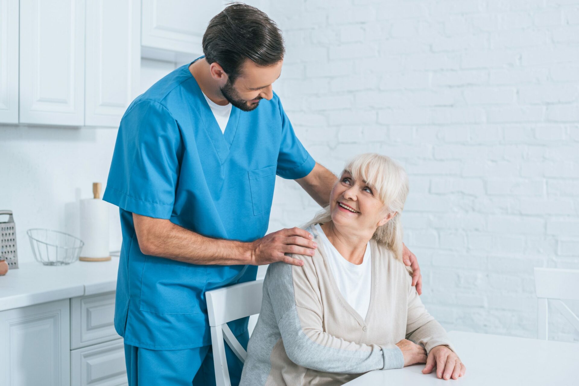 Social worker with senior woman