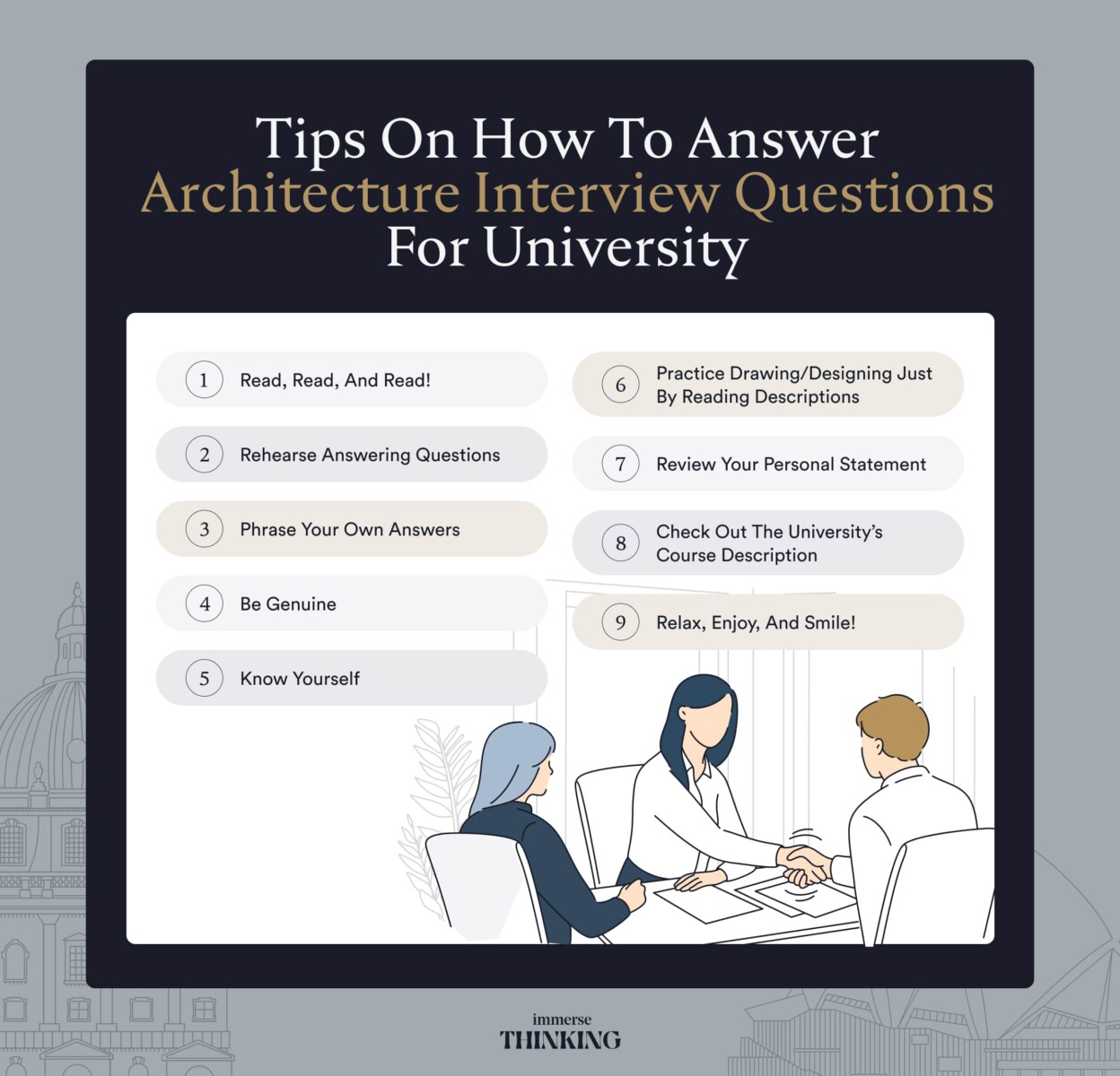 10 tips to answer architecture interview questions for university