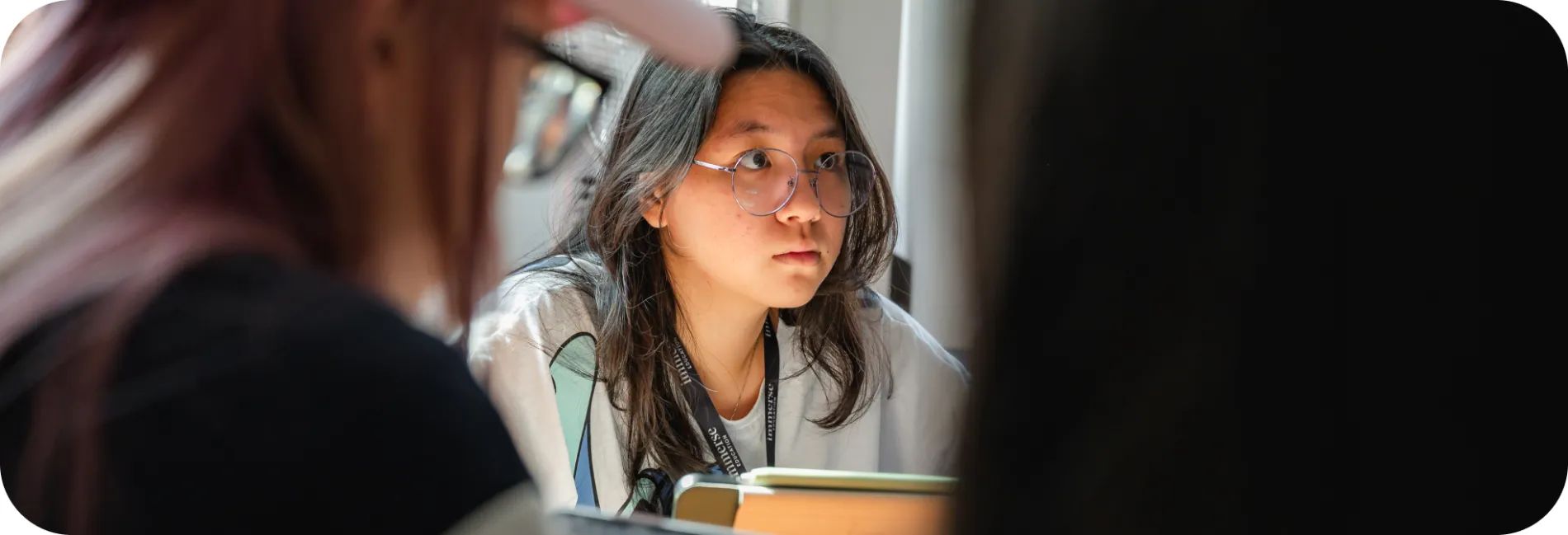 a woman with eyeglasses