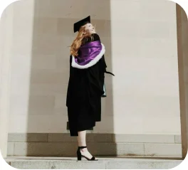 a student in a graduation gown