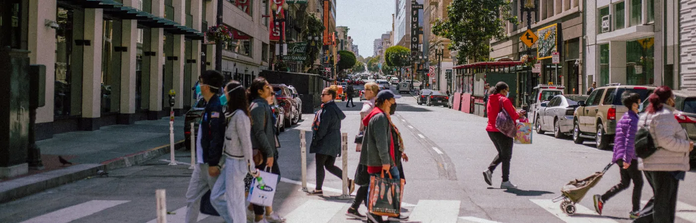 People walking in the heart of San Francisco