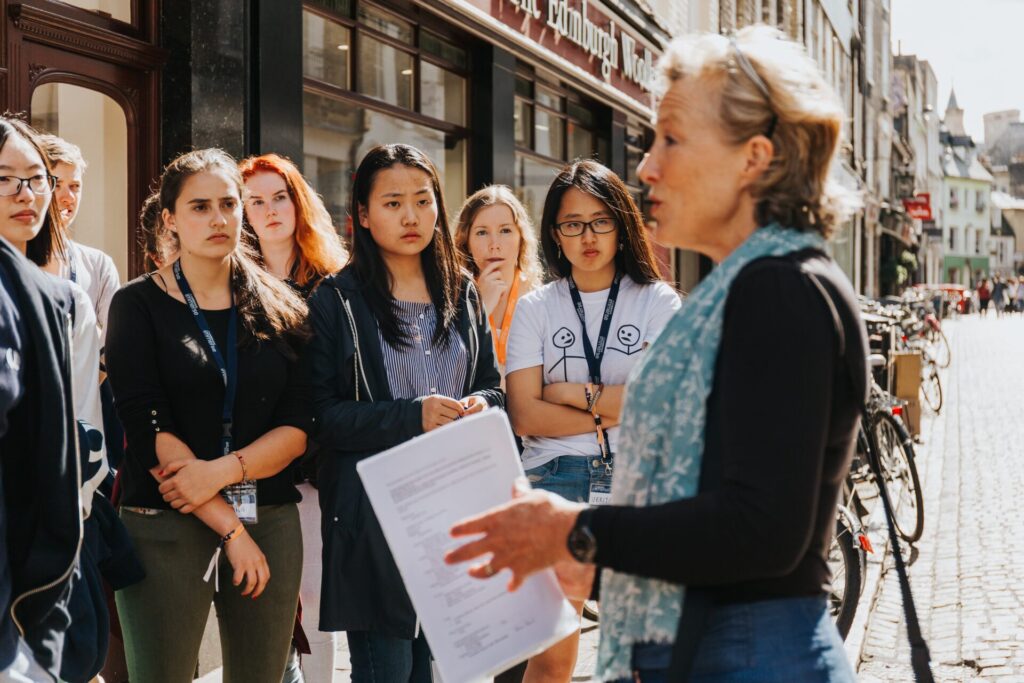Students on a history walking tour