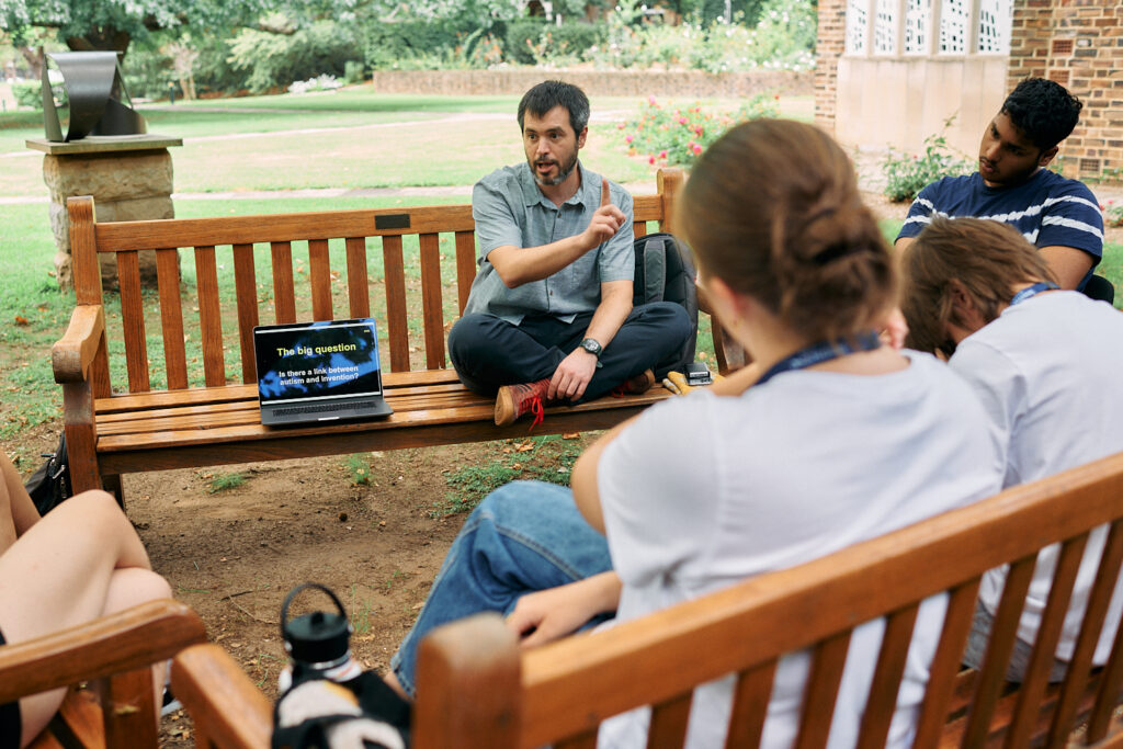Students in a psychology class outdoors