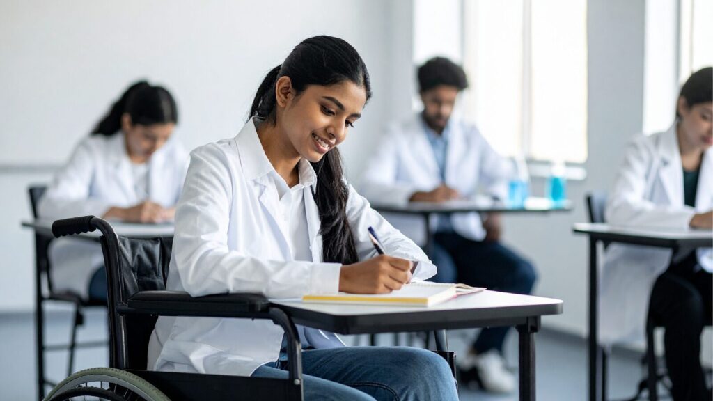 Teenager studying hard in class on how to get into Monash University