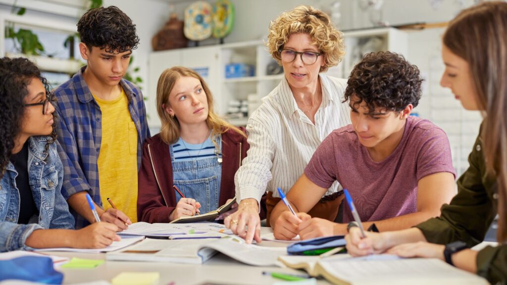 Teenagers learning at a summer school in Cambridge