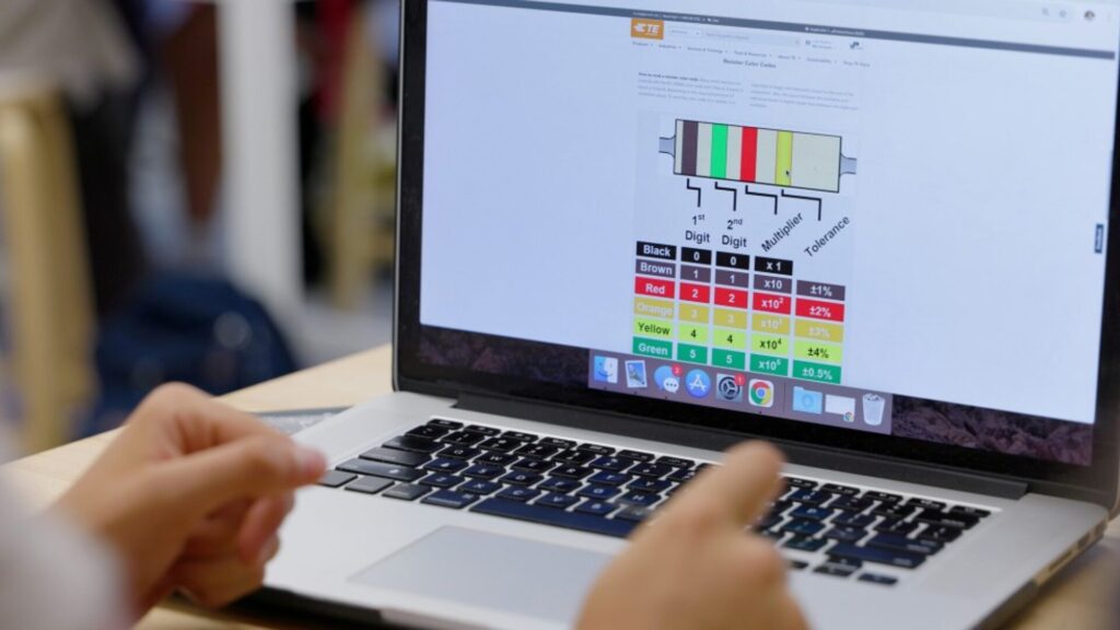 A student working on a laptop