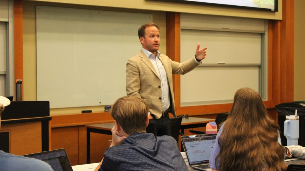 An instructor teaching a class