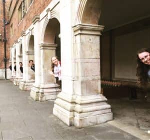 Archways of Pembroke College with a few of the students!